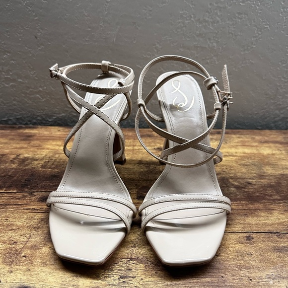 Sam Edelman Lela Strappy Heel Sandals Size 10 Beige Light Latte Patent - Picture 3 of 10